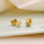 AMONROO® 925 Silver Jewellery for Women - Gold Finish 925 Sterling Silver Flower Stud Earrings, CZ Floral Earrings, Daily Wear Jewellery | 925 Stamp, Warranty & Authenticity Certificate