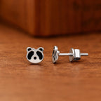 AMONROO® 925 Silver Jewellery for Women - 925 Sterling Silver Panda Face Enamel Stud Earrings, Animal Jewellery, Gift for Girls | 925 Stamp, Warranty & Authenticity Certificate