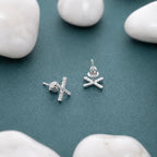 925 Sterling Silver X Initial Stud Earrings, Diamond Look Letter X Studs, Personalized Name Jewelry, Minimalist Gift for Her