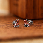 AMONROO® 925 Silver Jewellery for Women - 925 Sterling Silver Light Brown Deer Enamel Stud Earrings, Animal Jewellery Gift | 925 Stamp, Warranty & Authenticity Certificate
