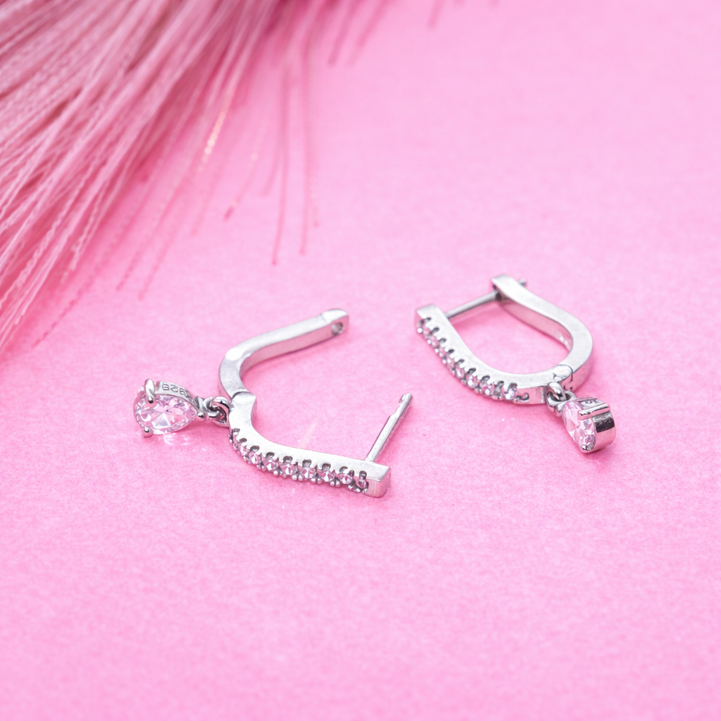 925 Sterling Silver Teardrop CZ Dangle Earrings Bridal Jewelry