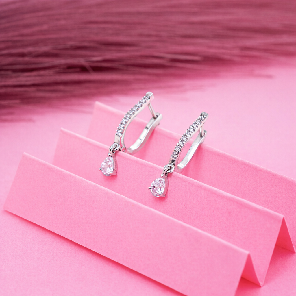925 Sterling Silver Teardrop CZ Dangle Earrings Bridal Jewelry