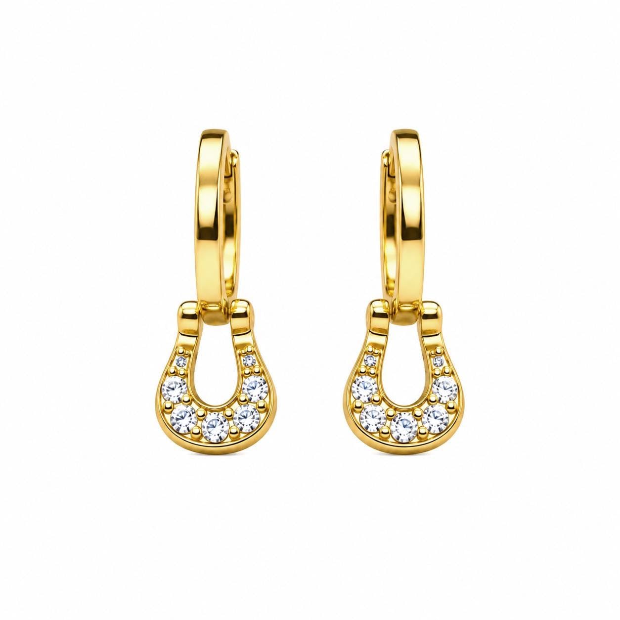 AMONROO® 925 Silver Jewellery for Women - Gold Finish 925 Sterling Silver CZ Teardrop Huggie Hoop Earrings, 15.5 x 5.5 mm | 925 Stamp, Warranty & Authenticity Certificate