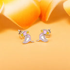 AMONROO® 925 Silver Jewellery for Women - 925 Sterling Silver Light Purple Flamingo Enamel Stud Earrings, Animal Jewellery | 925 Stamp, Warranty & Authenticity Certificate