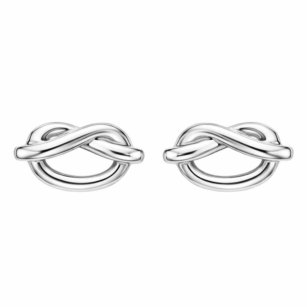 AMONROO® 925 Silver Jewellery for Women - 925 Sterling Silver Oval Knot Stud Earrings, Minimalist Geometric Earrings, Daily Wear Jewellery | 925 Stamp, Warranty & Authenticity Certificate