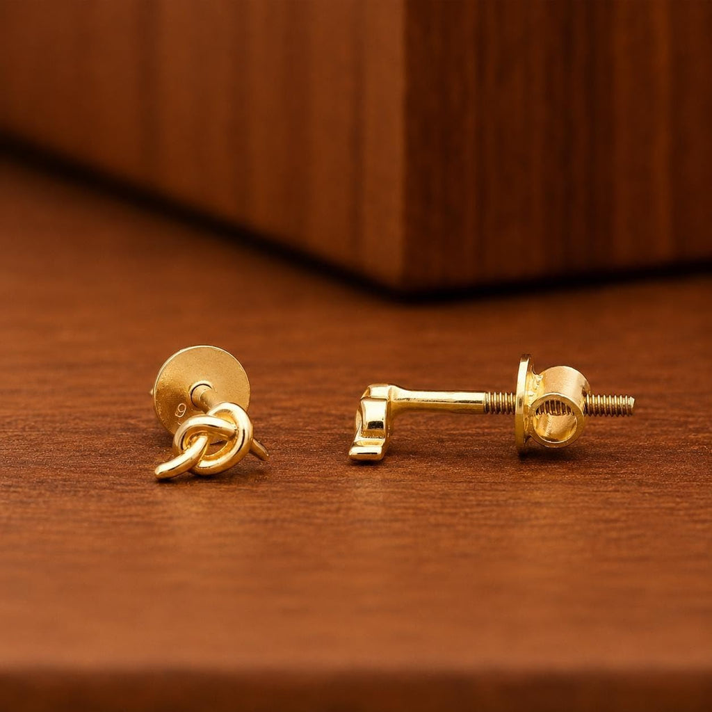 AMONROO® 925 Silver Jewellery for Women - Gold Finish 925 Sterling Silver Knot Stud Earrings, Love Knot Earrings, Daily Wear Jewellery | 925 Stamp, Warranty & Authenticity Certificate