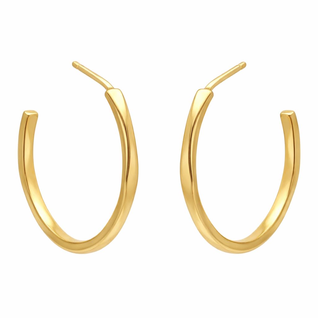 925 Sterling Silver Open Hoop Earrings, Minimalist Dainty Lightweight Earrings, 22 x 2 mm