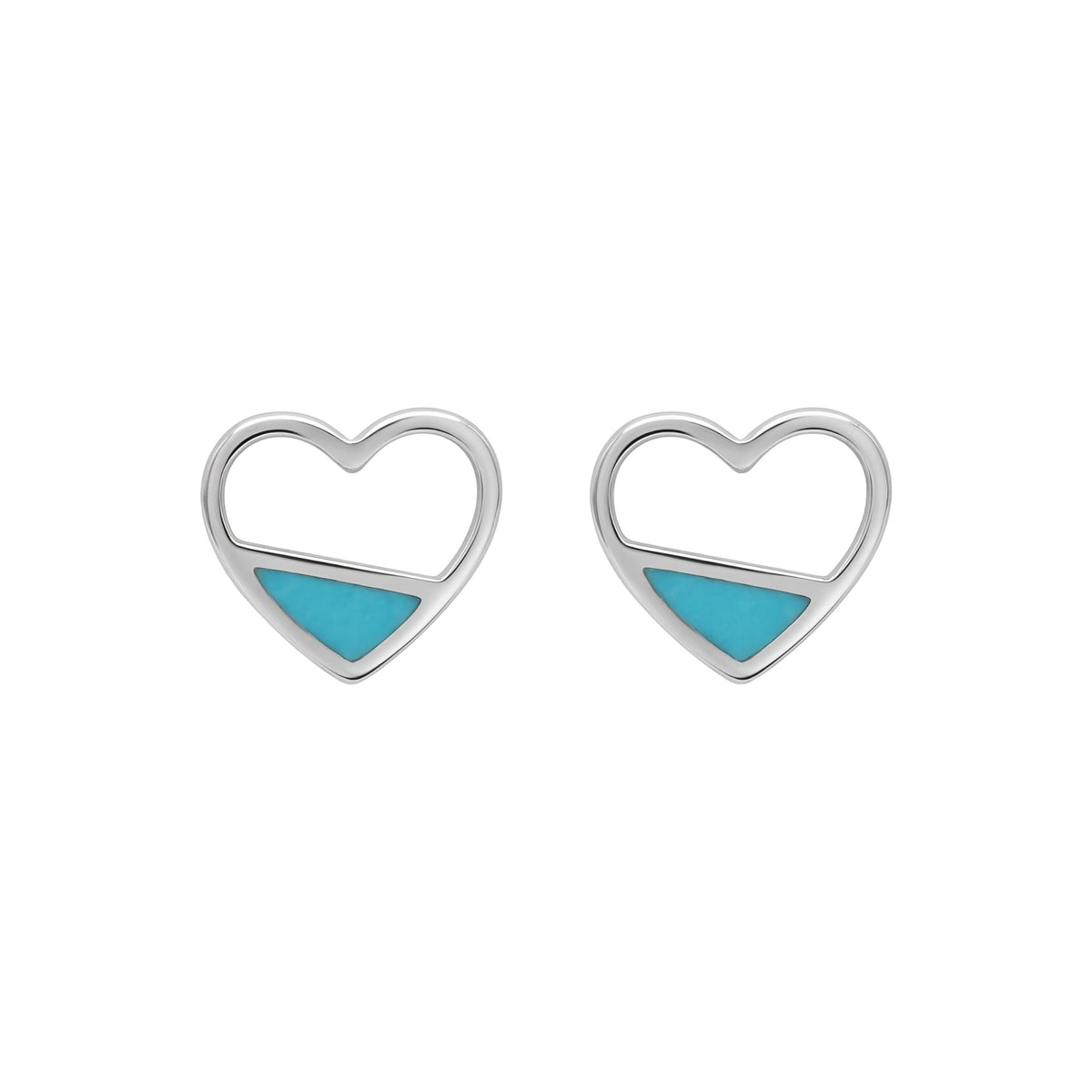 AMONROO® 925 Silver Jewellery for Women - 925 Sterling Silver Turquoise Heart Enamel Stud Earrings, Heart Jewellery, Daily Wear Gift | 925 Stamp, Warranty & Authenticity Certificate