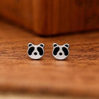 AMONROO® 925 Silver Jewellery for Women - 925 Sterling Silver Panda Face Enamel Stud Earrings, Animal Jewellery, Gift for Girls | 925 Stamp, Warranty & Authenticity Certificate