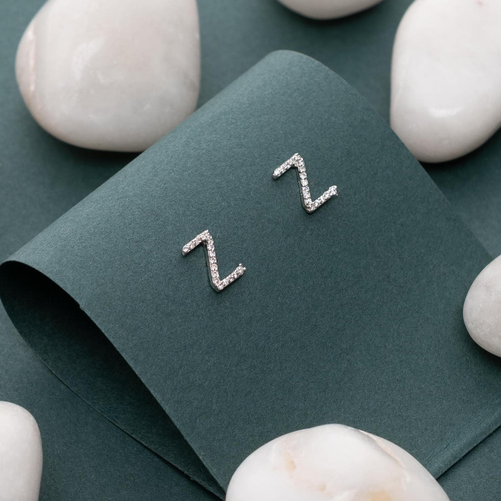 925 Sterling Silver Z Stud Earrings CZ Pave Letter Z Initial Earrings Minimalist Alphabet Jewelry Gift for Her