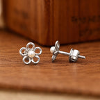 AMONROO® 925 Silver Jewellery for Women - 925 Sterling Silver Flower Pearl Stud Earrings, Floral Daisy Earrings, Daily Wear Jewellery | 925 Stamp, Warranty & Authenticity Certificate