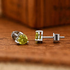 AMONROO® 925 Silver Jewellery for Women - 925 Sterling Silver Olive Green CZ Heart Stud Earrings, Gemstone Earrings, Dainty Jewellery | 925 Stamp, Warranty & Authenticity Certificate