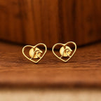 AMONROO® 925 Silver Jewellery for Women - Gold Finish 925 Sterling Silver Heart Wave Stud Earrings, Ocean Design Jewellery Gift | 925 Stamp, Warranty & Authenticity Certificate