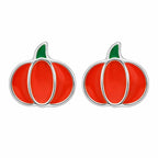 AMONROO® 925 Silver Jewellery for Women - 925 Sterling Silver Orange Pumpkin Enamel Stud Earrings, Earrings, Festive Jewellery | 925 Stamp, Warranty & Authenticity Certificate