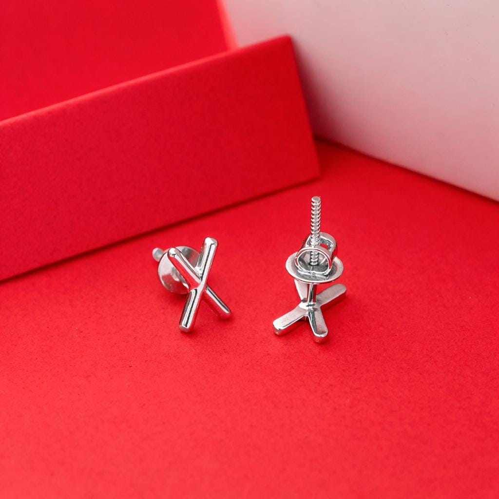 925 Sterling Silver Initial X Stud Earrings, Dainty Letter X Earrings for Women, Small Alphabet Earring Set, Personalized Jewelry Gift