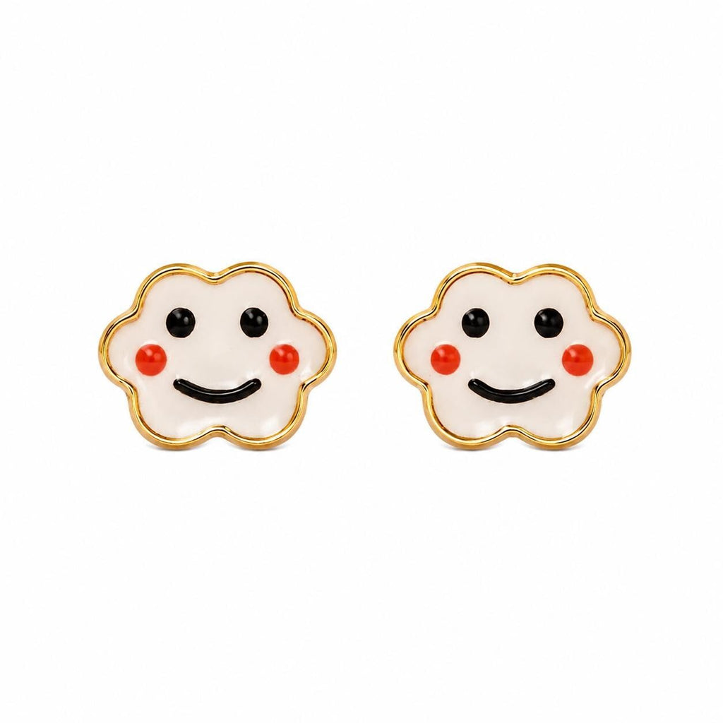 AMONROO® 925 Silver Jewellery for Women - 925 Sterling Silver Smiley Cloud Enamel Stud Earrings, Fashion Jewellery, Gift for Women | 925 Stamp, Warranty & Authenticity Certificate
