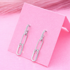 925 Sterling Silver Chain Link Drop Earrings Dainty CZ Jewelry