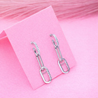 925 Sterling Silver Chain Link Drop Earrings Dainty CZ Jewelry
