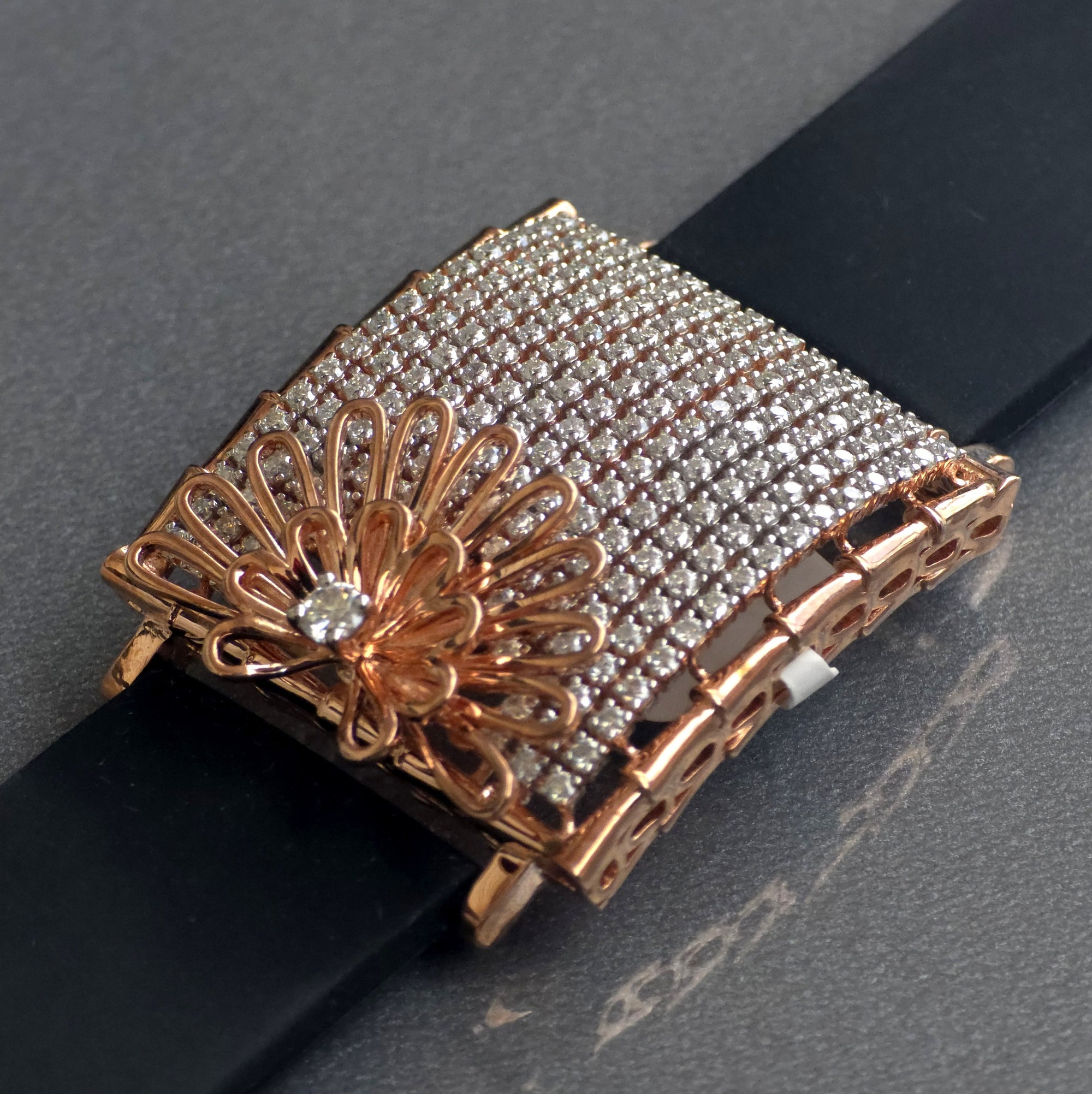 Handcrafted Half Floral Design In 925 Sterling Silver Bracelet, Real White Pave Set Moissanites Watch Bracelet, Unique Women's Bracelet