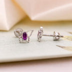 AMONROO® 925 Silver Jewellery for Women - 925 Sterling Silver Purple Butterfly Stud Earrings, CZ Butterfly Earrings, Dainty Jewellery Gift | 925 Stamp, Warranty & Authenticity Certificate