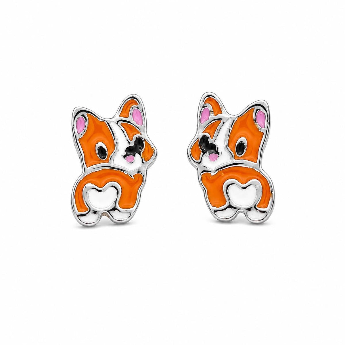 AMONROO® 925 Silver Jewellery for Women - 925 Sterling Silver Corgi Dog Enamel Stud Earrings, Dog Jewellery, Gift for Women | 925 Stamp, Warranty & Authenticity Certificate