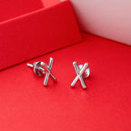 925 Sterling Silver Initial X Stud Earrings, Dainty Letter X Earrings for Women, Small Alphabet Earring Set, Personalized Jewelry Gift