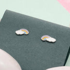 AMONROO® 925 Silver Jewellery for Women - 925 Sterling Silver Rainbow Cloud Enamel Stud Earrings, Colourful Earrings, Daily Wear | 925 Stamp, Warranty & Authenticity Certificate