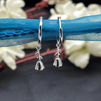 AMONROO® 925 Silver Jewellery for Women - 925 Sterling Silver Bell Flower Dangle Hoop Earrings, Floral Huggie Earrings, Daily Wear | 925 Stamp, Warranty & Authenticity Certificate