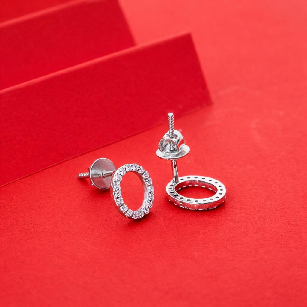 925 Sterling Silver O Initial Stud Earrings, Diamond Look Letter O Studs, Personalized Name Jewelry, Minimalist Gift for Her