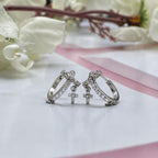 AMONROO® 925 Silver Jewellery for Women - 925 Sterling Silver Cross CZ Huggie Hoop Earrings, Dangle Cross Earrings, 11 x 8 mm | 925 Stamp, Warranty & Authenticity Certificate