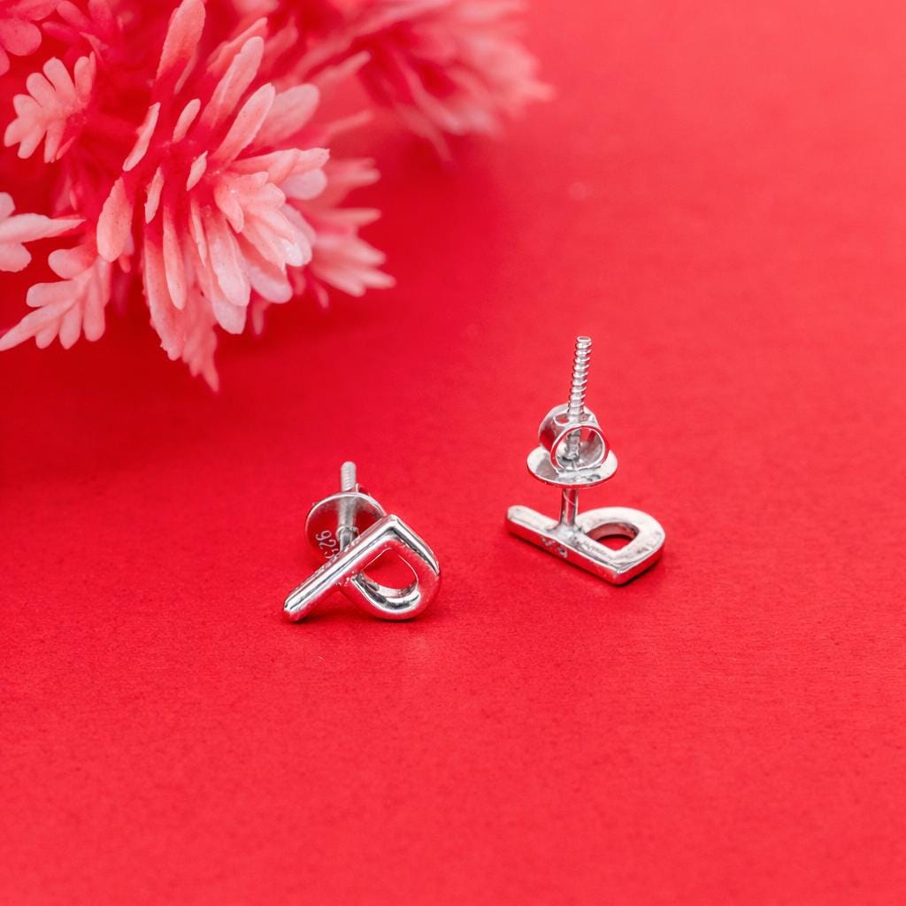 925 Sterling Silver Initial P Stud Earrings, Dainty Letter P Post Earrings for Women, Small Alphabet Earring Set, Personalized Jewelry Gift