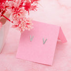 Sterling Silver V Initial Stud Earrings, Minimalist Monogram Jewelry