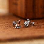 AMONROO® 925 Silver Jewellery for Women - 925 Sterling Silver Light Brown Deer Enamel Stud Earrings, Animal Jewellery Gift | 925 Stamp, Warranty & Authenticity Certificate