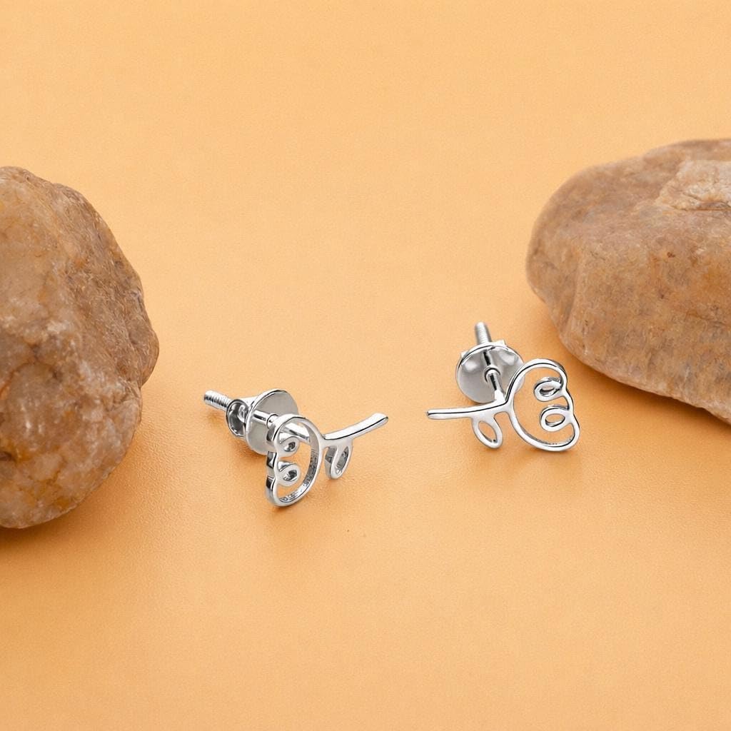 AMONROO® 925 Silver Jewellery for Women - 925 Sterling Silver Rose Flower Stud Earrings, Floral Earrings, Minimalist Daily Wear Jewellery | 925 Stamp, Warranty & Authenticity Certificate