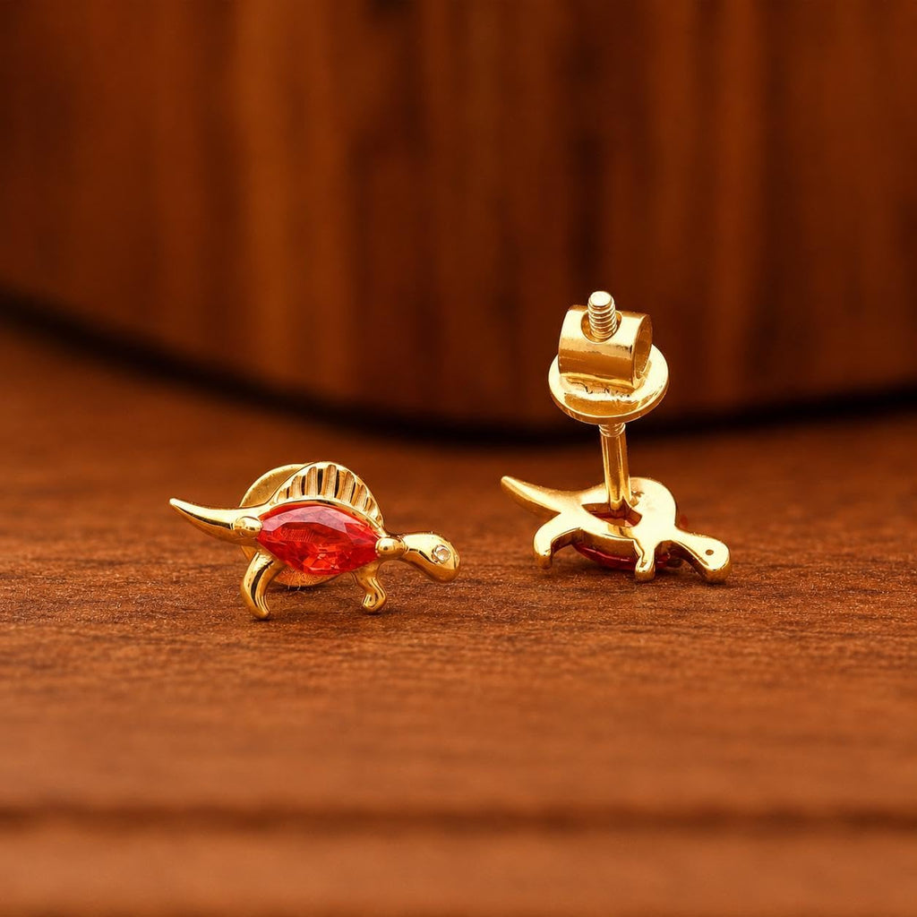 AMONROO® 925 Silver Jewellery for Women - Gold Finish 925 Sterling Silver Mini Dinosaur CZ Stud Earrings, Animal Jewellery | 925 Stamp, Warranty & Authenticity Certificate