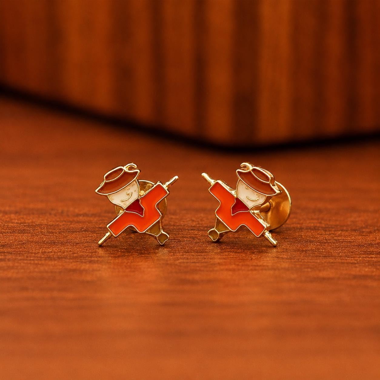 AMONROO® 925 Silver Jewellery for Women - 925 Sterling Silver Scarecrow Enamel Stud Earrings, Fall Earrings, Festive Jewellery Gift | 925 Stamp, Warranty & Authenticity Certificate