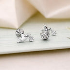 AMONROO® 925 Silver Jewellery for Women - 925 Sterling Silver CZ Bird Stud Earrings, Dove Design Earrings, Dainty Daily Wear Jewellery | 925 Stamp, Warranty & Authenticity Certificate