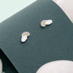 AMONROO® 925 Silver Jewellery for Women - 925 Sterling Silver Rainbow Cloud Enamel Stud Earrings, Colourful Earrings, Daily Wear | 925 Stamp, Warranty & Authenticity Certificate