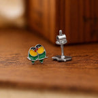 AMONROO® 925 Silver Jewellery for Women - 925 Sterling Silver Love Bird Colourful Enamel Stud Earrings, Bird Jewellery Gift | 925 Stamp, Warranty & Authenticity Certificate
