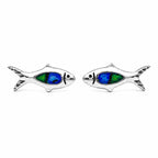 AMONROO® 925 Silver Jewellery for Women - 925 Sterling Silver Blue Green Fish Enamel Stud Earrings, Ocean Animal Jewellery Gift | 925 Stamp, Warranty & Authenticity Certificate
