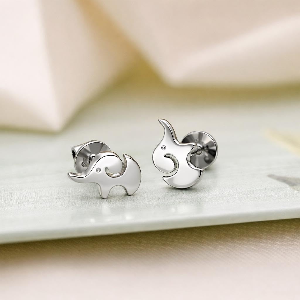 AMONROO® 925 Silver Jewellery for Women - 925 Sterling Silver Elephant Stud Earrings, Animal Earrings, Small Daily Wear Jewellery | 925 Stamp, Warranty & Authenticity Certificate