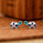 AMONROO® 925 Silver Jewellery for Women - 925 Sterling Silver Turtle Colourful Enamel Stud Earrings, Animal Jewellery Gift | 925 Stamp, Warranty & Authenticity Certificate