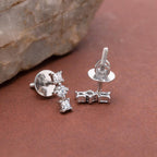 925 Sterling Silver Trio CZ Stud Earrings, Minimal Dainty Diamond Look Studs