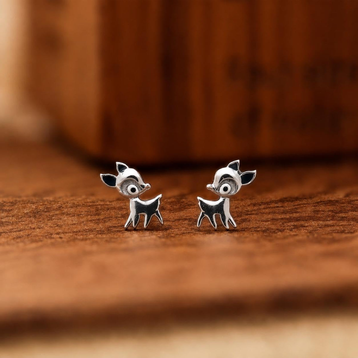 AMONROO® 925 Silver Jewellery for Women - 925 Sterling Silver Deer Fawn Stud Earrings, Woodland Animal Jewellery, Gift for Women | 925 Stamp, Warranty & Authenticity Certificate