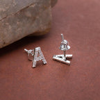 925 Sterling Silver Initial A Stud Earrings, Dainty CZ Letter A Earrings for Women, Small Alphabet Bling Jewelry, Personalized Gift