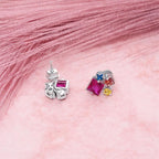 AMONROO® 925 Silver Jewellery for Women - 925 Sterling Silver Multicolour CZ Stud Earrings, Colourful Gemstone Earrings | 925 Stamp, Warranty & Authenticity Certificate