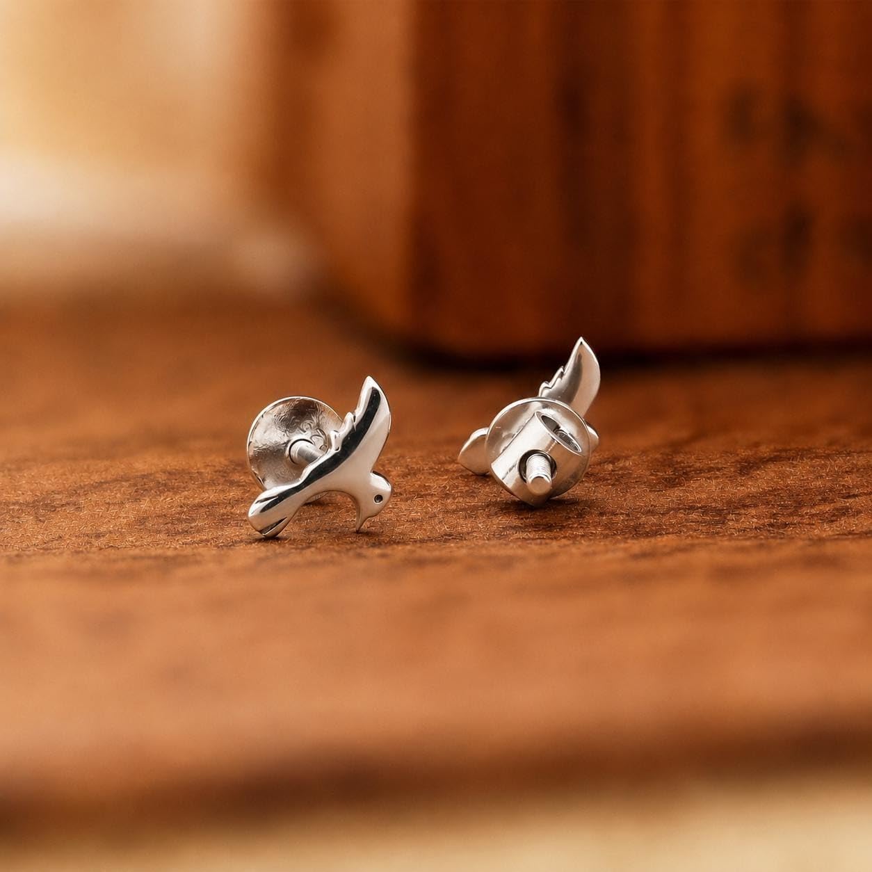 AMONROO® 925 Silver Jewellery for Women - 925 Sterling Silver Bird Stud Earrings, Flying Bird Design, Minimalist Daily Wear Jewellery | 925 Stamp, Warranty & Authenticity Certificate
