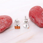 AMONROO® 925 Silver Jewellery for Women - 925 Sterling Silver Orange Pumpkin Enamel Stud Earrings, Earrings, Festive Jewellery | 925 Stamp, Warranty & Authenticity Certificate