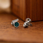 AMONROO® 925 Silver Jewellery for Women - 925 Sterling Silver Green Enamel Geometric Stud Earrings, Modern Circle Earrings, Daily Wear | 925 Stamp, Warranty & Authenticity Certificate