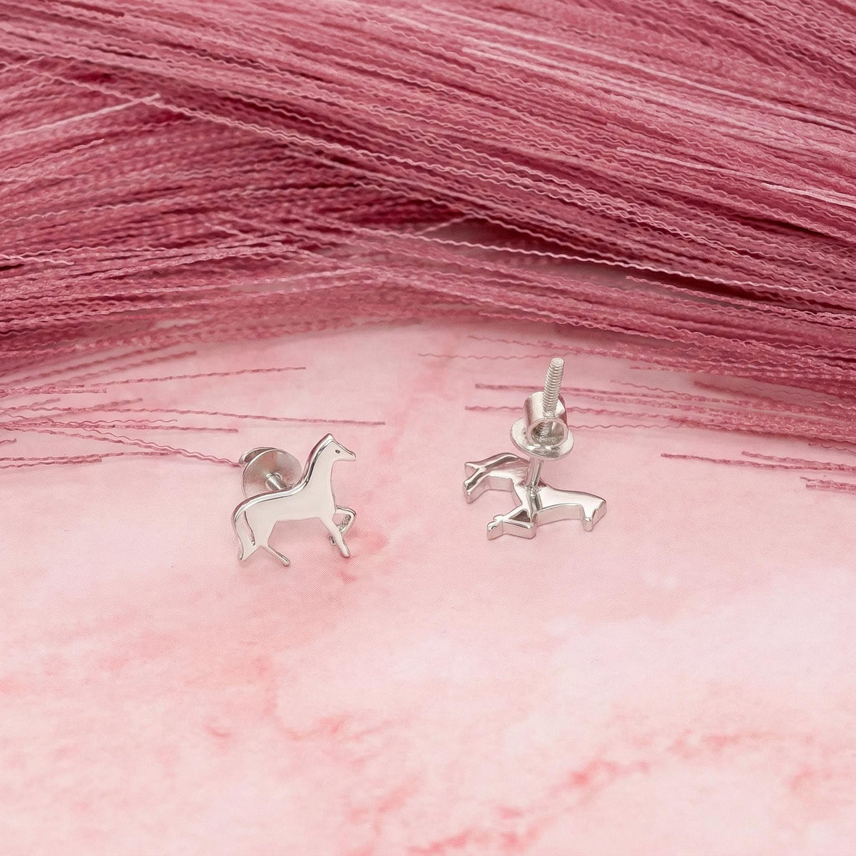AMONROO® 925 Silver Jewellery for Women - 925 Sterling Silver Horse Stud Earrings, Horse Design Earrings, Equestrian Jewellery Gift | 925 Stamp, Warranty & Authenticity Certificate